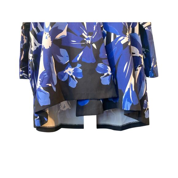 Mirelle Women's Blk/Wht Striped Blue Floral 1-Button Front Cardigan/Jacket SZ XL - Picture 4 of 9